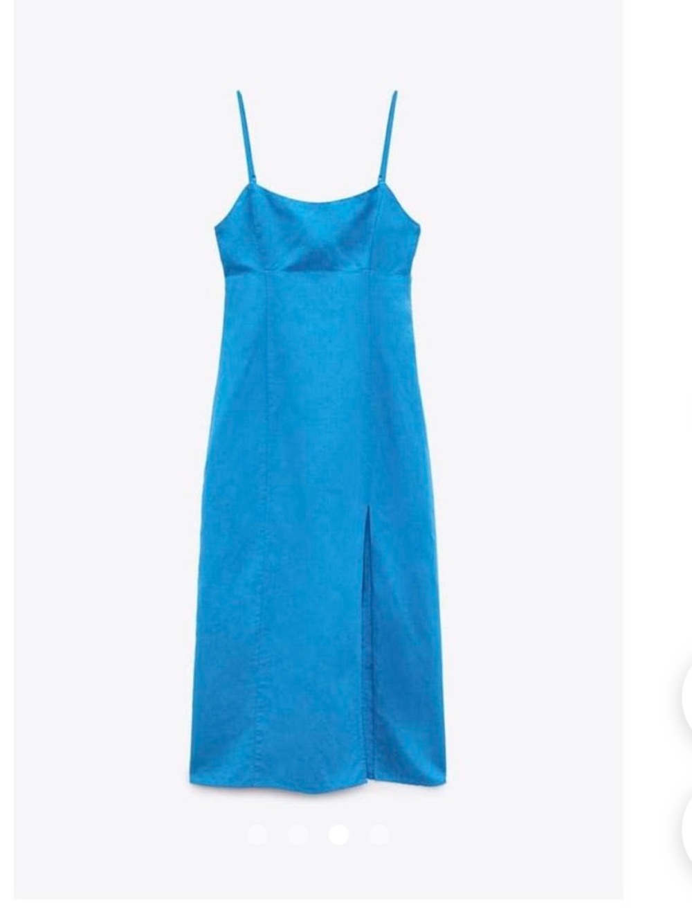Zara Electric Blue Spaghetti-Strap Midi Dress with Side Slit - Picture 6 of 9